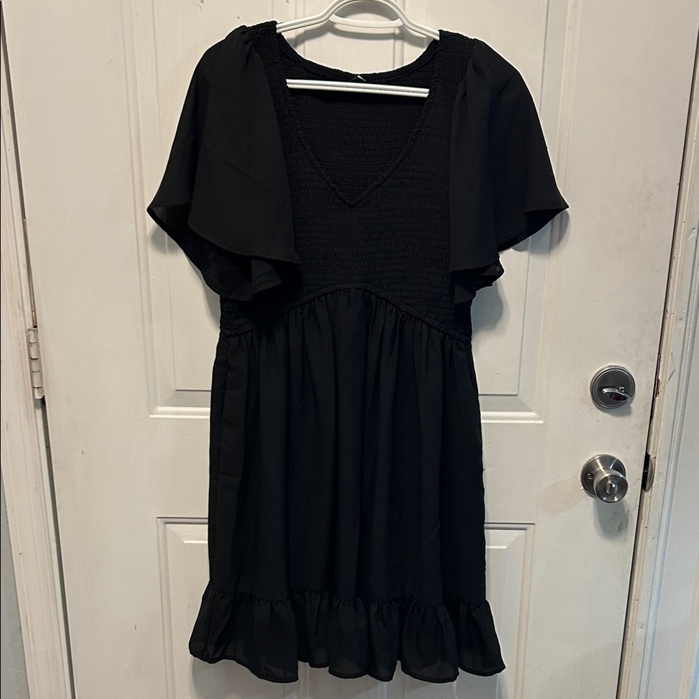 Amazon Black Mini Dress with Ruffle Sleeves